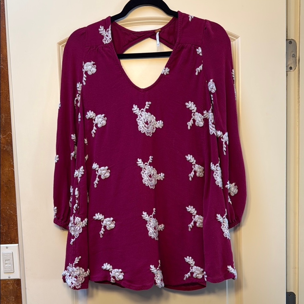 Free People Elegant Floral Embroidered Women's Dress